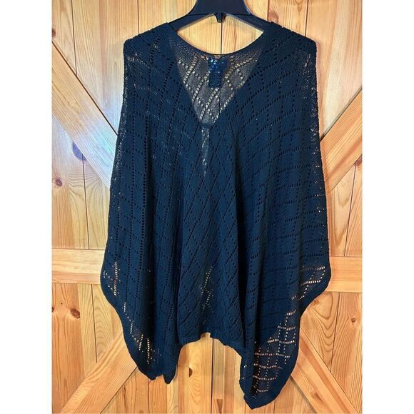 Chaps knit open cardigan/wrap one size black (0494) Read - Picture 5 of 6